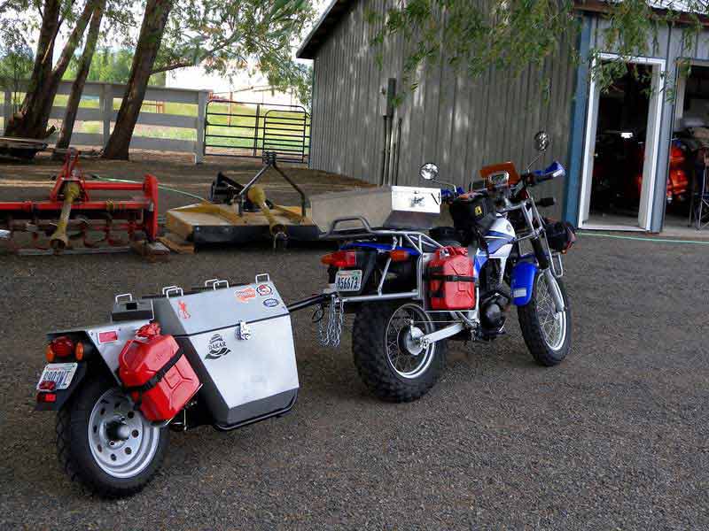 offroad motorcycle with single wheel motorcycle trailer