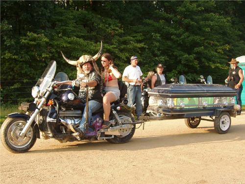 coffin motorcycle trailer with horns